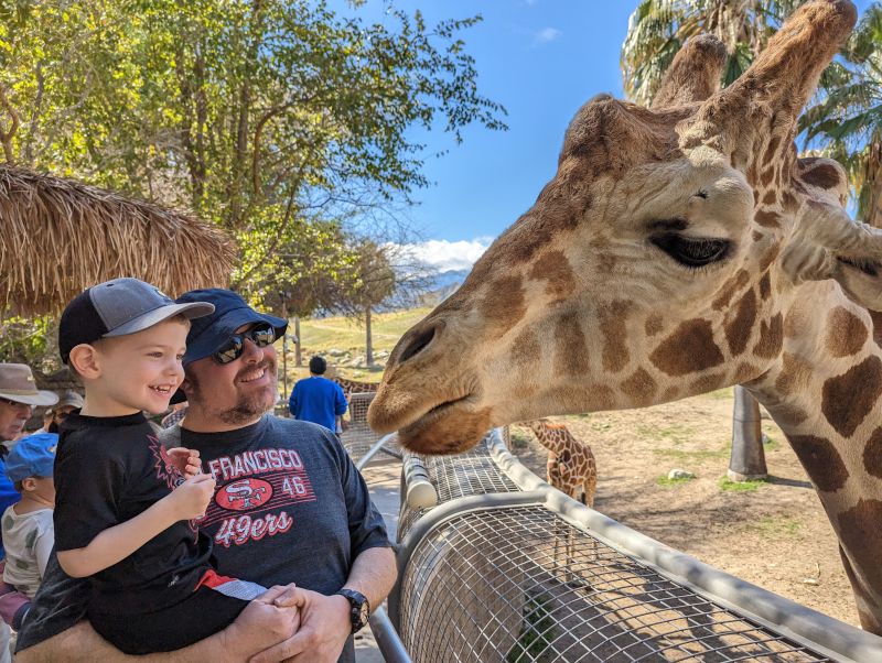 Josh & JJ Feeding a Giraffe